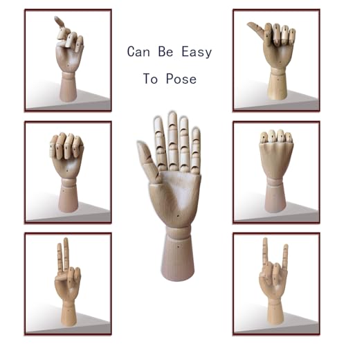 Mannequin Hand,Hand Model,Hand Mannequin for Nails,Drawing Mannequin,Wooden Hand,Wooden Mannequin,Articulated Fingers,Hand Model for Drawing,Female Hand of Left., Female_Left with arm 3.3in - color: Female_l With Arm 3.3in