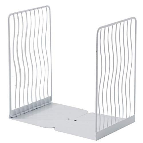 Minimalist Style Bookends Metal Adjustable Books Holder Stand Book Rack Desk Bookend - Curve, White - color: Curve, White