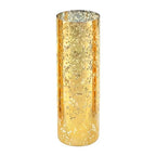 WGVI Hurricane Candle Holder Sleeve, W: 4", Ht: 12", Gold Speckled Glass Cylinder Open Both Ends, Chimney Tube Shade, 1 Piece - size: 4x12"H