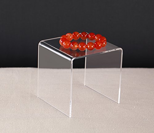 Jusalpha® 8 PC 4'' Clear Acrylic Risers, Acrylic Display Risers Shelf Showcase Fixtures for Jewelry, Display Stand for Amiibo Funko POP Figures, Cupcakes, Food Display, Cabinet- Lot of 8 (4x4x4 Inches) - size: 4x4x4 Inches