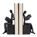 Black Reading Couple Cast Iron Bookshelf Decor Bookends Set of 2, Bookend for Office Desk, Living Room, Bedroom, Home Decorative Book Lovers Gifts