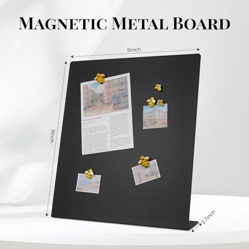 2 Pack Magnetic Board,Magnet Board,Metal Magnetic Bulletin Board,Magnet Display Stand for Home, School, Kitchen, Office (Black) - color: Black