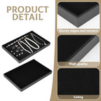 YEXEXINM 12 Pcs Velvet Stackable Jewelry Tray Showcase Display, Jewelry Organizer Trays for Drawers and Countertop, Black Empty Plates for Necklace, Ring, Bracelet, and Earring Storage Display