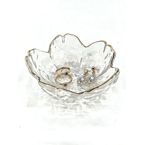 Mini Flower Ring Plate Jewelry Storage Tray Ring Holder for Dressing Table, Bedside Table, Room Bathroom Decoration, Cute Valentine's Day Christmas Birthday Gift for Women (white flower) - color: white Jewelry Tray and Flower Base