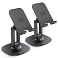 OMOTON Cell Phone Stand for Desk, 2 Pack Adjustable Foldable Phone Holder, 360 Swivel Mobile Stand Fit for iPhone 17 16 15 14 13 Pro Max and All Smart Phones, Black & Black - color: Black & Black