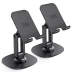 OMOTON Cell Phone Stand for Desk, 2 Pack Adjustable Foldable Phone Holder, 360 Swivel Mobile Stand Fit for iPhone 17 16 15 14 13 Pro Max and All Smart Phones, Black & Black - color: Black & Black