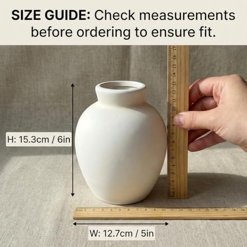 Ceramic Vase | 6 Inch White Vase Pottery Rustic Farmhouse Boho Vase for Home Decor, Table, Living Room, Bathroom, Shelf, Mantel Decoration, Wedding (6'' Retro) - color: 6'' Retro