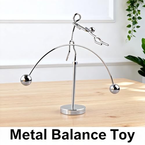 Kinetic Fishing Sculpture - Fisherman & Bass Balancing Art - Unique Metal Balance Sculpture for Home or Office Decor (Aerial Acrobat Ornament) - style: Aerial acrobat Ornament