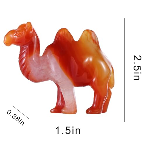 2.5" Crystal Camel Statue Red Carnelian Animal Carvings Collective Camel Sculpture Healing Stone Paperweight Home Gifts Decor - color: Red Carnelian