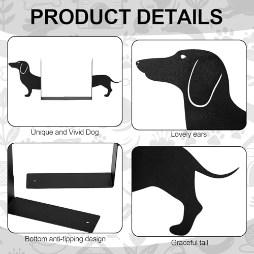Novabright Wiener Dog Dachshund Silhouette Metal Bookends Set of 2 Dachshund Book Ends for Shelves Decorative Bookshelf Home Office Desk Bookshelf Decor Gift for Dog Lovers and Reading Enthusiast