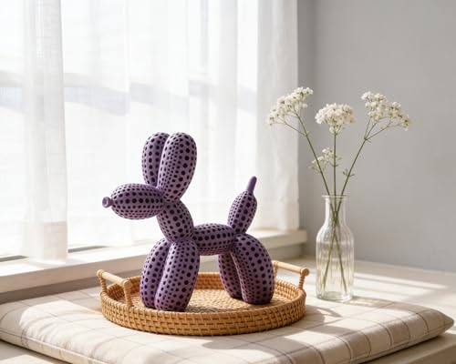 Balloon Dog Statue Decor Polka Dot Dog Cool Stuff to Put on Shelves, Purple Balloon Dog Statue Decoration Fun Paperweight, 5 inch Versatile Color Options - color: Purple
