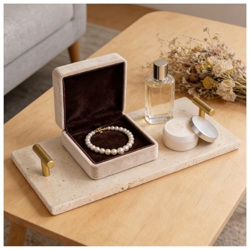 Napkin Holder - Guest Towel Holder for Bathroom - Travertine Stone Paper Towel Holder - Hand Towel Tray with Gold T-Handle(11.8x4.7x1.7 Inchs) - color: Yellow