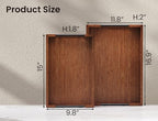 Fibogollo Bamboo Set of 2 Serving Tray with Metal Handles,Ottoman Decorative Trays Platter for Coffee Table,Living Room,Bar,Party(Brown) - style: Brown-Medium and Large Set