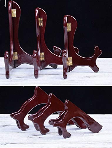 Wooden Easel Mahogany Finish Display Stand Plate Holder Picture Frame Folding Display Stand (6 inches) - size: 6 inches