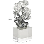 Deco 79 Glass Abstract Decorative Sculpture Freeform Home Decor Statue with Clear Square Base, Accent Figurine 6" x 3" x 10", Clear - size: 6" x 3" x 10"