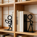Metal People Bookends - Cute Decorative Book Ends for Shelves, Home Office Desk, Gift for Book Lovers