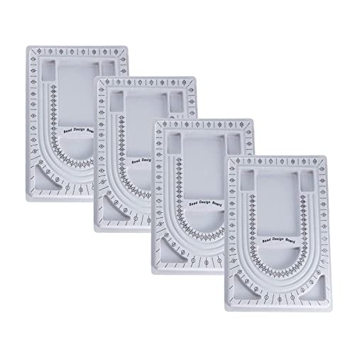 MIAO YUAN 4PCS DIY Hand String Necklace Design Plates Beaded Measuring Tray for Jewelry Making, Size Measuring Panel Flocking Jewelry Finishing Tray - color: Silver