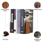 TILISMA Wooden Bookends for Shelves | Walnut Book Stopper for Bookshelves | Modern Wood Bookends for Shelf | Small Book Ends to Hold Firmly | Unique Transportable Separator for Bookshelves (Pair) - size: Pair
