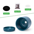 D'vine Dev Set of 2 Plants Pots, 4.7 Inch Ceramic Planter Pot for Plants with Drainage Hole and Saucer, Teal, 94-V-B-9 - color: Teal, size: 4.7 Inch