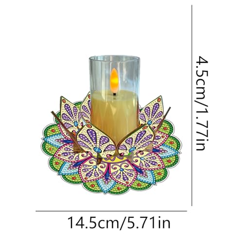 DIY Diamond Art Painting Candlestick Holders 5.71in Mandala Flower Shape Desk Candle Tray Tabletop Ornaments for Wedding Ramadan Party Home Table Centerpiece-Mandala13 - color: Mandala13