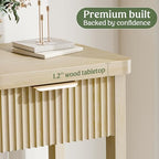 Lulive 51" Fluted Console Table for Entryway, Entryway Table with 3 Wooden Drawers, Farmhouse Behind Sofa Table for Living Room, Hallway, Couch, Foyer - color: Natural