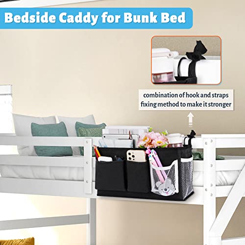 Loghot Bedside Caddy/Bedside Storage Bag Hanging Organizer for Bunk and Hospital Beds,Dorm Rooms Bed Rails,Can be Placed Glasses,Books,Mobile Phones,Keys (New Black-1) - color: 1pc New Black-1