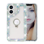 Bonitec Compatible with iPhone 17 Case for Women Glitter Sparkle Bling Cute Metal Finger Ring Bracket Stand Luxury Shiny Crystal Rhinestone Diamond Clear Protective Bumper Cover for Girls