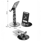 All-Metal Cell Phone Stand 360° Rotatable & Height Adjustable - 25KG Super Load-Bearing, Foldable Desk Stand for Phone, Compatible with iPhone 17/16/15/14 (Black) - color: A-Tri-Fold - Black