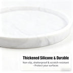 Silicone Bathroom Tray - 9-Inch Round Vanity Tray, Suitable for Candles, Perfumes, Soap Dispensers (Marble White) - color: Marble White