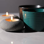 Handmade Pebble Tea Light Candle Holder 2 Pcs Handcrafted Tealight Holder for Zen Garden, Altar, Mantle, Desk, Table, Shelf