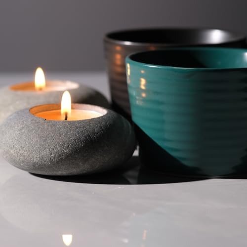 Handmade Pebble Tea Light Candle Holder 2 Pcs Handcrafted Tealight Holder for Zen Garden, Altar, Mantle, Desk, Table, Shelf