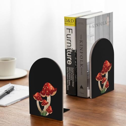 Black Mushroom Bookends Decorative Cute Book Ends for Shelves Heavy Books Holder Organizer Non-Slip Desk Book End for Kids Room Office School Kitchen Home Desktop Decor 1 Pairs - color: Mushroom