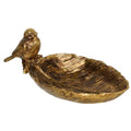 SOFFEE DESIGN Resin Jewelry Tray, Gold Leaf-shaped with Standing Bird, Ring Dish, Decorative Organizer for Entrance Vanity Dresser Bathroom, Bridal Gift Idea