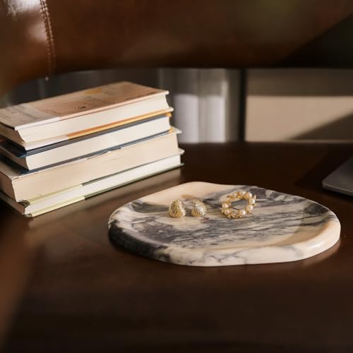 Natural Marble Cloud Shape Jewelry Tray, Key Tray For Entryway Table, Jewelry Dish Trinket Tray for Home Décor, Ring Holder for Women Gift, 10"(25cm) X 6.3"(16cm) - size: 10"(25cm) X 6.3"(16cm)