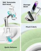Viozon Tablet Stand Pillow, Compatible with 4.7"-13" Phone/Tablet, iPad, iPhone, Samsung, Google, Kindle, 360°Adjustable Phone Holder for Bed with Soft Plush Fabric, and Detachable Bowl, Green - color: Green