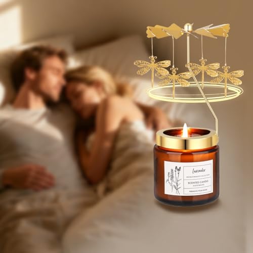 Dragonfly Candle Gifts for Women, Rotatable Lavender Scented Candle Gifts for Mom Wife Anniversary Valentine's Day Christmas, Unique Birthday Gift for Sister Girlfriend with Gift Box - color: Lavender-Dragonfly