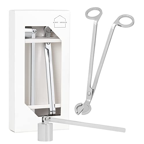 Airy Abode Candle Wick Trimmer and Candle Snuffer Accessory Set – Pick Your Color - color: Silver