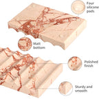 Luxury Marble Soap Dish Tray,Rectangle Stone Marble Soap Tray,Self Draining Soap Holder for Bathroom, Kitchen (Pink) - color: Pink