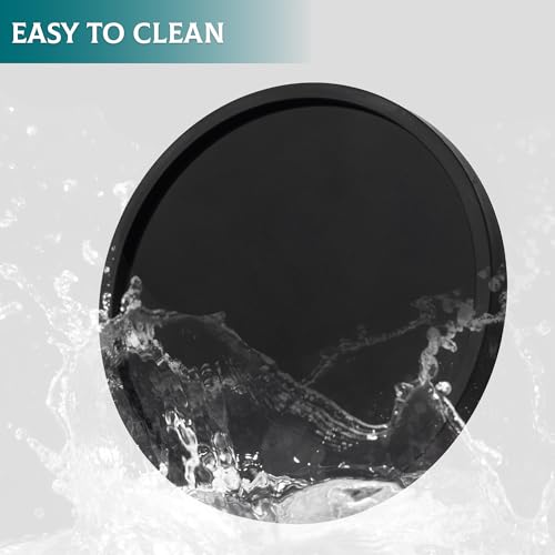 Silicone Bathroom Tray Round Vanity Tray Decorative Soap Holder Kitchen Countertop Organizer Coffee Table Decor for Candle, Perfume, Plant, 8 Inch, Black - color: Black, size: 8"