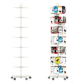 Upgraded Retail Display Stand 7 Tier Spinning Display Stand, Movable Shop Spinner Rack with Hooks, Retail Display Racks for Jewelry Keyring Hats Socks Toys (White) - color: White, style: 7 Tier-5 wheels