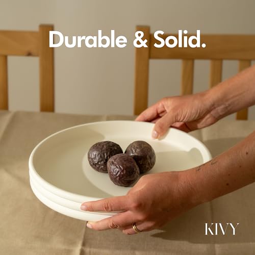 KIVY Round Decorative Concrete Tray 11x1,5 Inch - Modern Circle Coffee Table Tray - Home Decor Flat Bowl for Livingroom & Bedroom - Bandejas Decorativas - Circle Coffee Table Centerpiece (Cream) - color: Cream, style: Tray