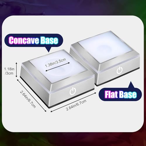 EEEKit 2PCS LED Light Display Base for 3D Crystal Glass Art, 6 Colors Square Flat Spherical Recess Show Crystal Ball Display Stand - color: Square