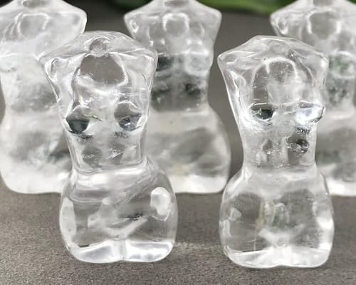 Natural Clear Quartz Female Model Figurine Hand Carved Body Sculpture Statue Gemstone Small Figurine Reiki 3 Inch Home Office Decor Ornaments 100-150 Grams - color: Clear Quartz