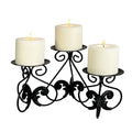 Lily’s Home Elegant Scrollwork Fleur De Lis Pillar Candle Holders, Wax & LED Candle Stands, Black, Set of 3. Candles Not Included - color: Fleur De Lis