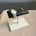 Men's Premium Handcrafted Watch Display Stand,Watch Stand,Watch Organizer,Watch Holder,Bracelet Display Stand,Elegant Marble Base with Leather Surface (white) - color: white