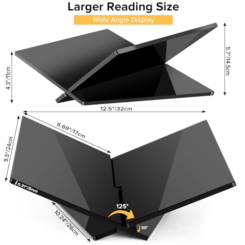 Acrylic Book Stand Large Black Acrylic Book Holder, 12.5" x 9.5" x 5.7", Open Book Holder Stand for Display and Reading Cookbooks, Art Books, Bibles, Magazines - Home and Office (Black, Large) - color: Black, size: Large