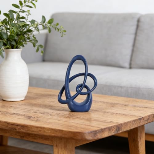 Blue Knot Decor Sculpture,7.1" Modern Abstract Sculptures Home Decor, Resin Statue Tabletop Accent for Coffee Table, Console Table, Shelf, Mantel, Dining Table Centerpiece, Wedding - color: Blue, size: 7.1in