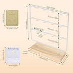 Earring Display Stand 3 Tier 15 Hooks Wood Earring Display Rack Holder for Earings Necklaces Rings Bracelets Keychains (White) - color: White