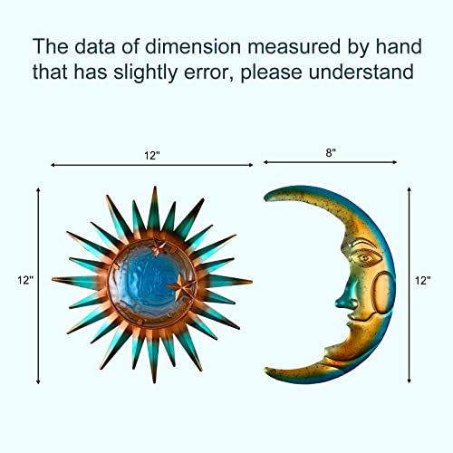 LIFFY Sun Metal Outdoor Wall Decor - 3D Sun Moon Metal Wall Sculpture - Hanging Decoration Gift Ideal for Celestial Decor Home Accent, Bedroom, Garden, Patio, Farmhouse - Lively and Vibrant - color: Sun and Moon