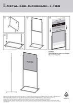 M&T Displays Metal Eco Info Board, Black 24x36 Inches Slide-In Poster Sign Holder 1 Tier Double Sided Floor Standing Pedestal Advertising Display with Backing and Anti-Glare PET Cover